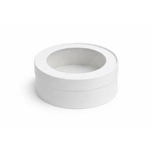 Шляпная коробка персиковая с окном 180х70 мм